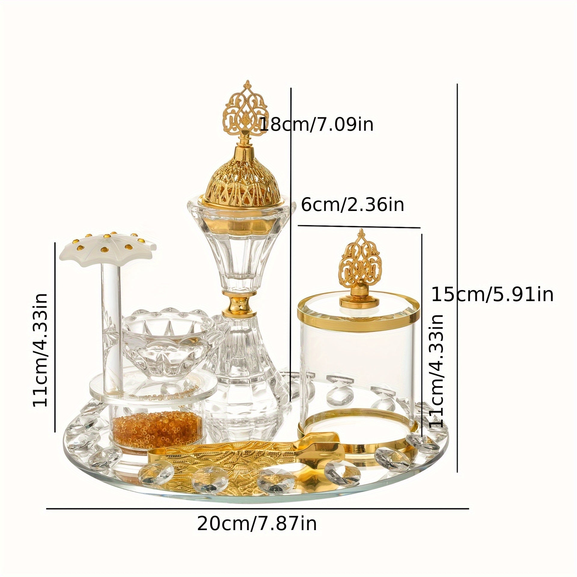 [Home Wedding Ramadan] 4pcs Crystal for Lotus Glass Incense Holder Set, Luxury Diamond Muslim Censers Sticks Hold for Home Wedding Ramadan Decoration, 2024