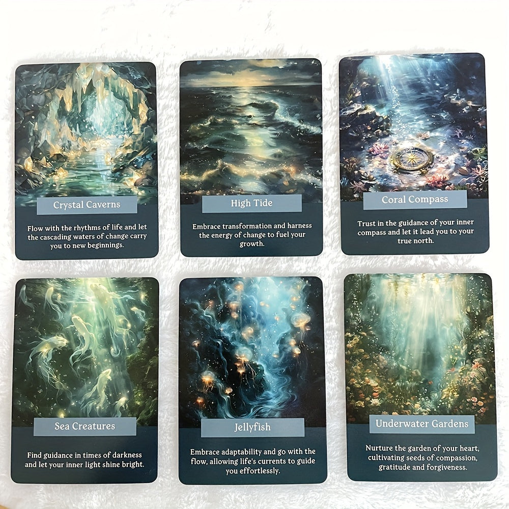 Ocean of Wisdom Oracle Cards - Large 4.72" x 3.38" Tarot Deck, 46-Card Set for Fortune Telling & Prophecy, English Keywords