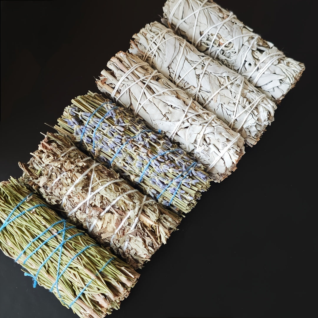 1 Set Herbal Aromatherapy Bundle, Sage, Mugwort, Lavender, Rosemary Sticks, Natural Smudge Sticks for Spiritual Energy Cleaning, Positive Vibes, Home & Kitchen Decor, Ideal for Christmas, Halloween, Easter, Hanukkah, Thanksgi