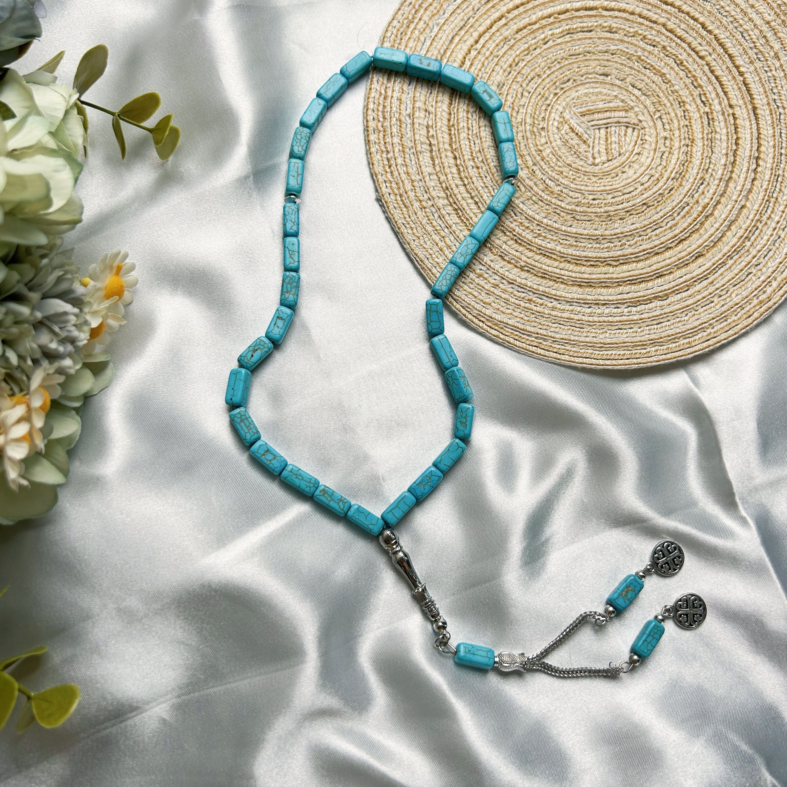 Simple Classic Style Stone Prayer Beads, Unplated Rectangle Bead Tasbih, Muslim Daily & Festival Occasion Handheld Counter - No Mosaic, All-Season