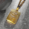 Buddha Pendant Frosted Yellow Beaded Necklace Exorcist Amulet Jewelry Gift Men Women