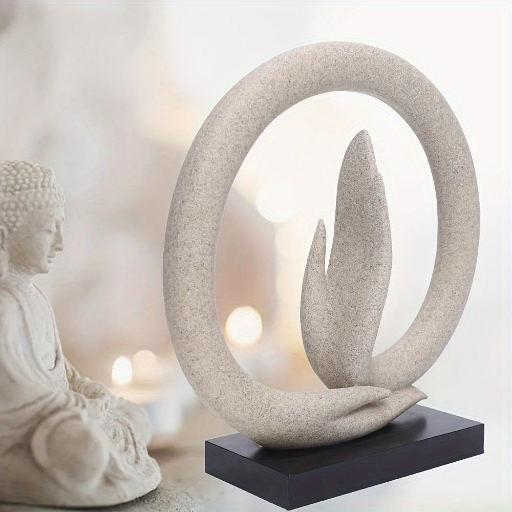 Sandstone Buddha Hand Statue Ornament Table Abstract Art Sculpture Decor White