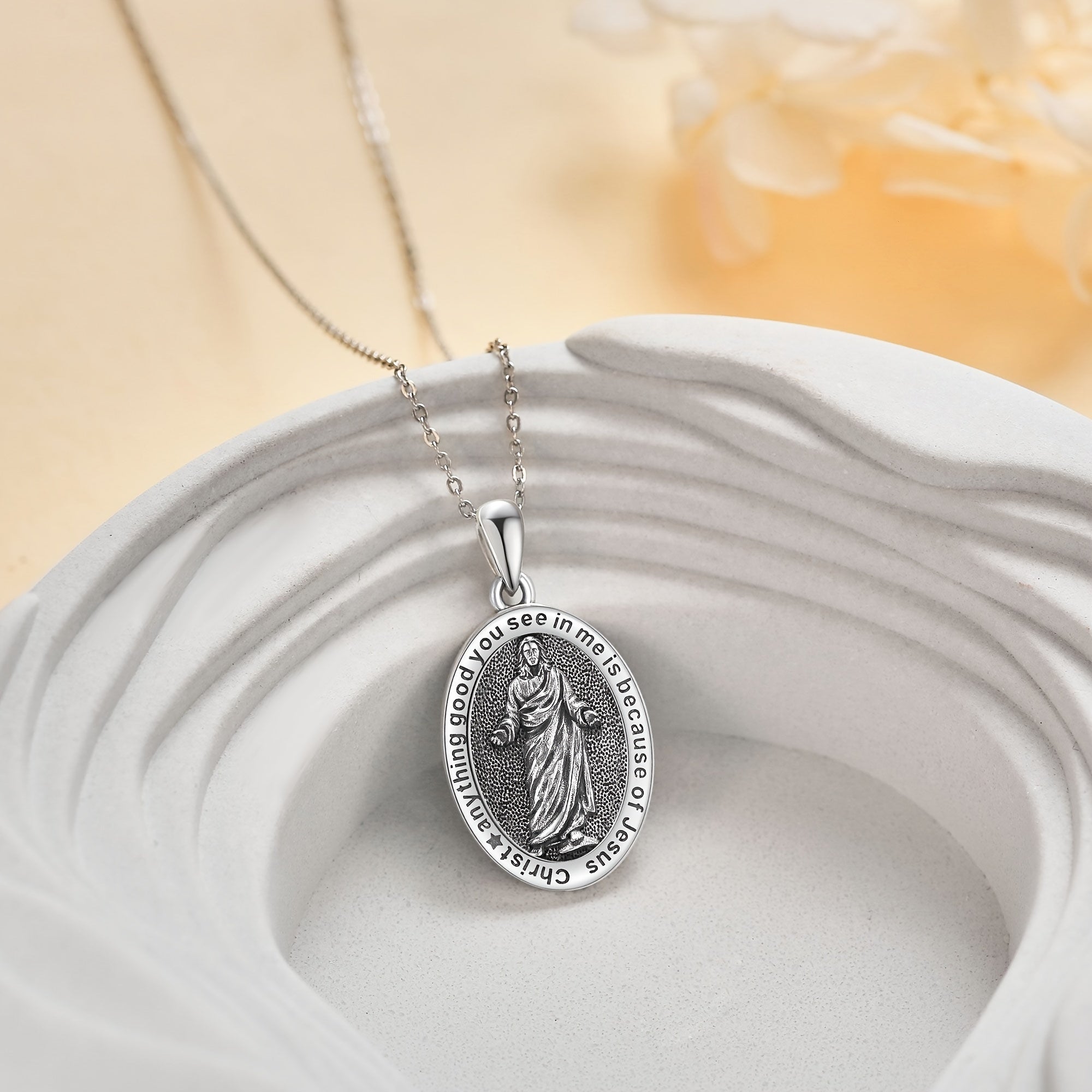 Jesus Necklace 925 Sterling Silver Jesus Chain Religious Pendant Christian Jewelry for Women Men