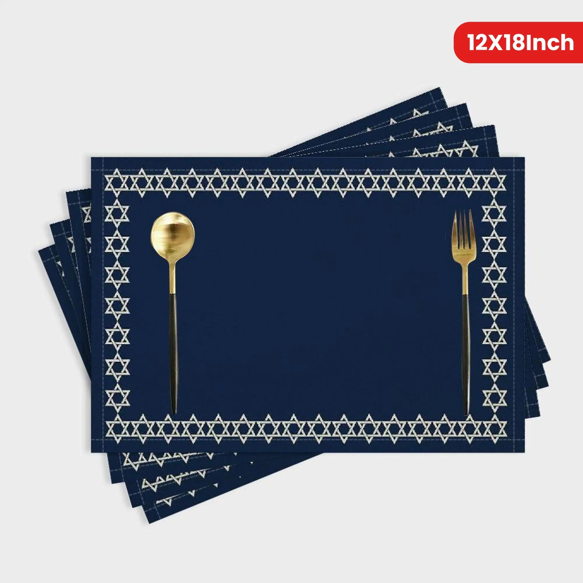 4pcs/6pcs Star of David Jewish Passover Table Mat Linen Indoor and Outdoor Table Mat Suitable for Birthday Party, Christmas Restaurant and Buffet Home Decoration Size 11.81*17.72inch, Buffet Tableware, Home Celebration, Elega