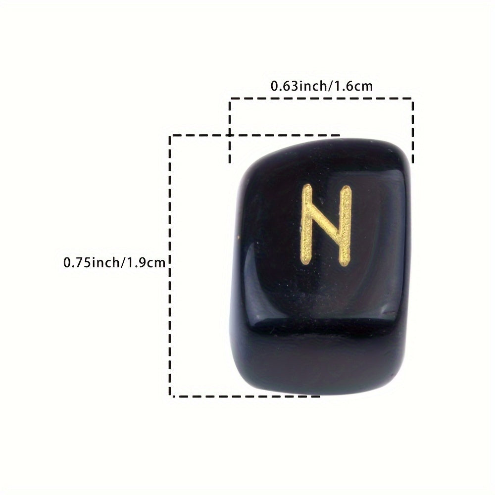 25pcs Crystal Stone Rune Stones Tumbled Engraved Lettering Crystal Set -Reiki Set