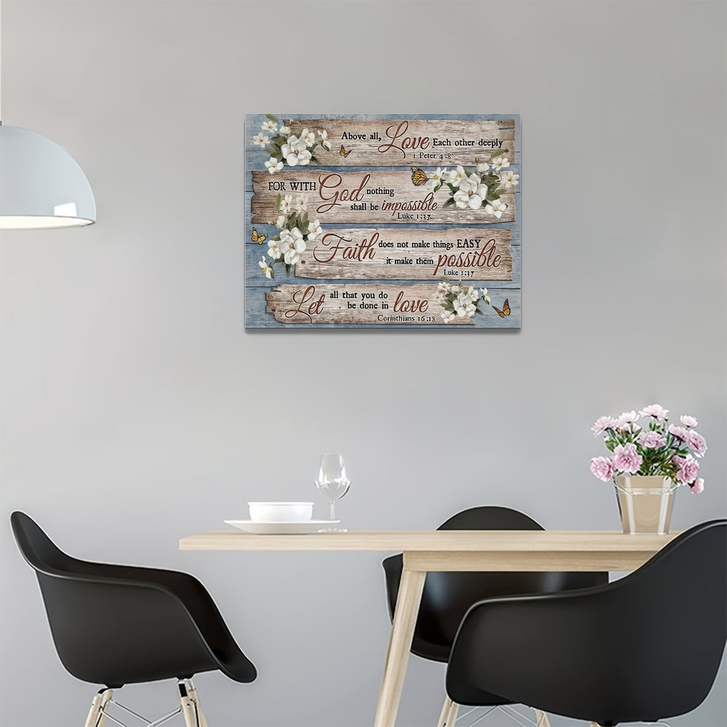 1pc Bible Verse Wall Art Rustic Inspirational Bible Verses Flower Pictures Wall Decor Christian Religions Motivational Painting Country Canvas Farmhouse Prints Home Artwork Decor No Framed