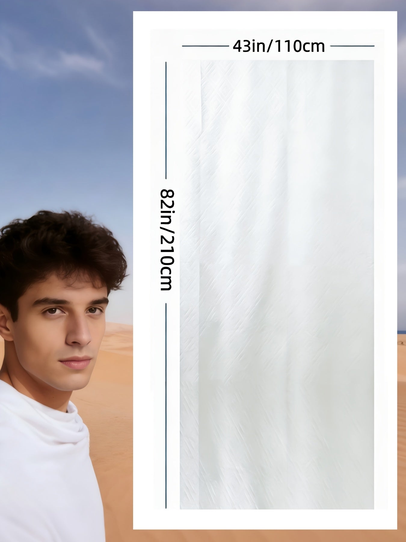 [Muslim Prayer Towel Set] 2pcs/1set Muslim Men's Prayer Towel Adult White Arab Traditional Towel Islamic Pilgrimage Towel Prayer Shawl with Tassels Men's Clothing Gift White Eid al-Fitr Gift Comes with Exquisite Storage Bag 4