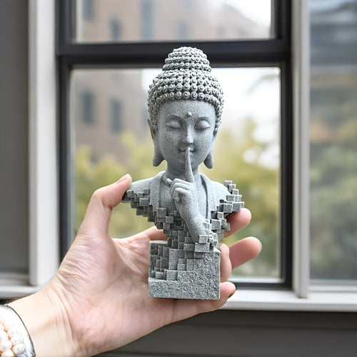1pc Zen-Inspired Stone Buddha Statue - Modern Silent/Keep Quiet Design, Versatile Indoor & Outdoor Decor For Home, Yoga, Meditation, Gardens, Unique Gift Idea