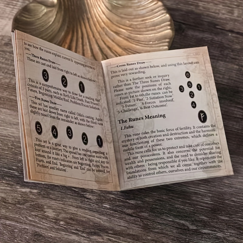Rune Casting Rules Guidebook - Mystery Tabletop Dice Game Accessory for Adults, Educational Paper Material, Age 14+
