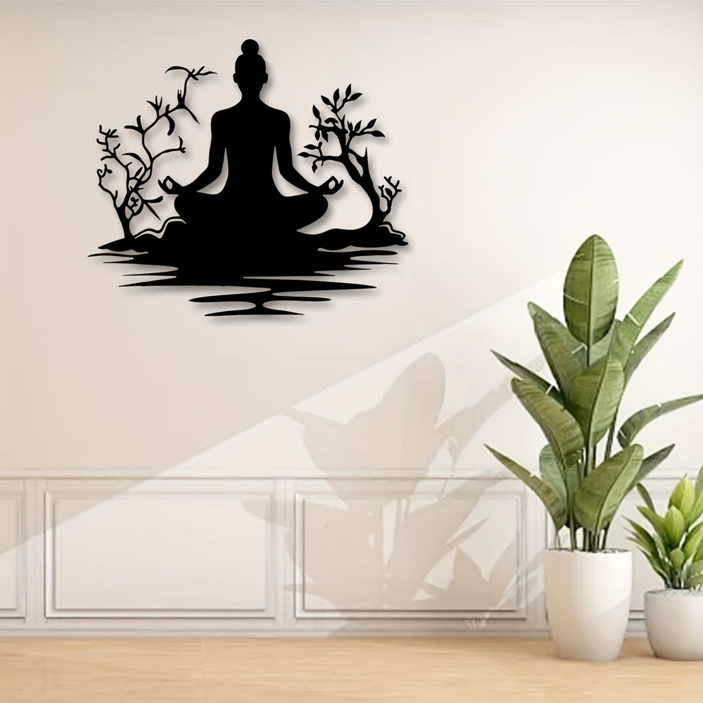 1pc Buddha Statue Metal Wall Art Suitable for Home, Office, Outdoor Zen Meditation Statue - Chakra Wall Decor, Yoga & Meditation Gift, Metal Buddha Art 15.7inx14in