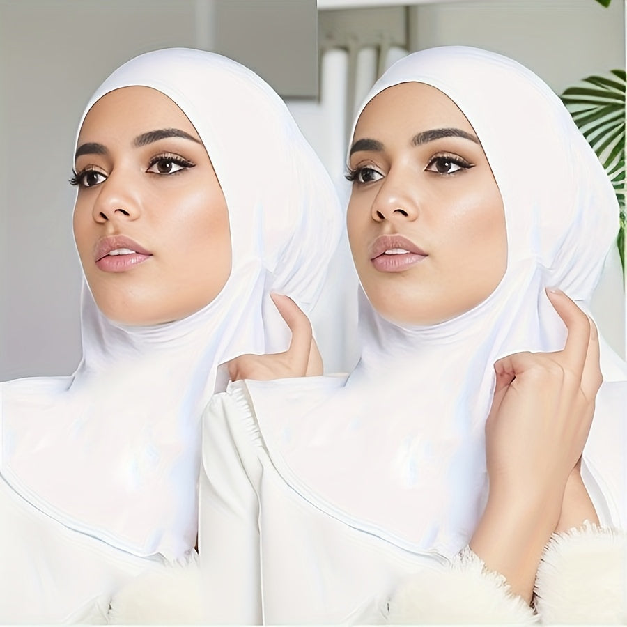 2pcs New Turban Cap Hijab Cap Ramadan Hat Hijab Thin Breathable Elastic Pullover Caps Elegant Style Muslim Head Wrap Gifts For Eid