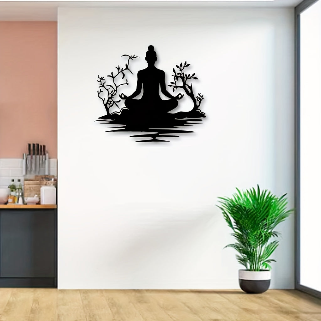 1pc Buddha Statue Metal Wall Art Suitable for Home, Office, Outdoor Zen Meditation Statue - Chakra Wall Decor, Yoga & Meditation Gift, Metal Buddha Art 15.7inx14in
