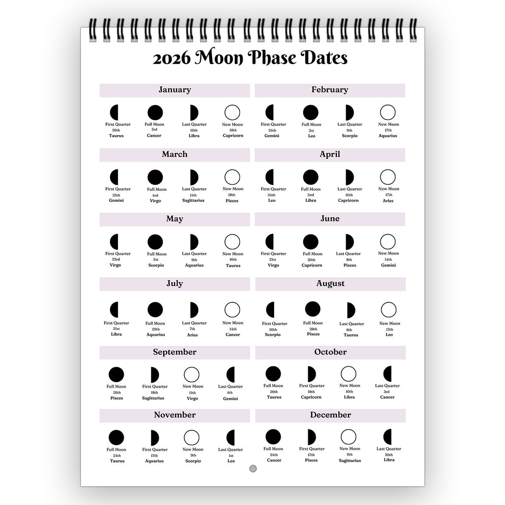 2026 Witch Calendar Spiral Wall Planner with Spell Symbols & Full Moon Calendar - Writable Monthly Layouts, Mystical Journal & Planner for Wiccan Women, Spiritual Gift