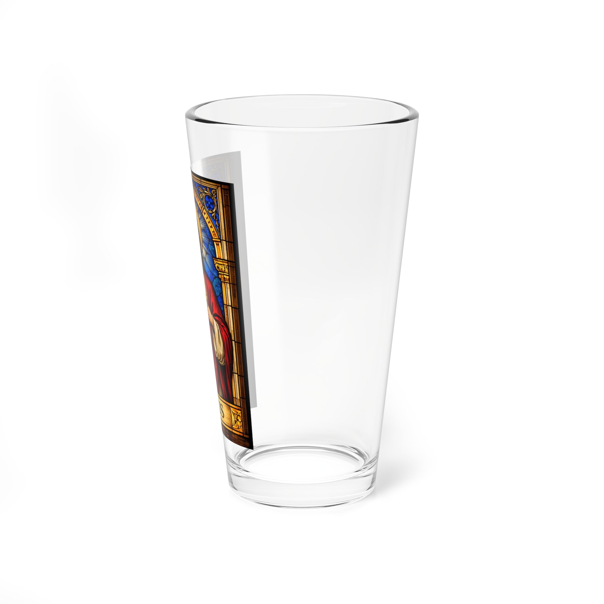 Jesus Sacred Heart Pint Glass - 16oz Religious Stained Glass Design