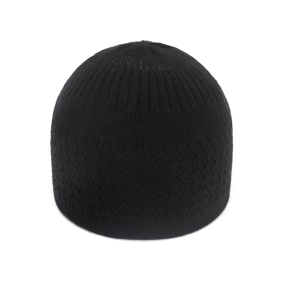 European And American Spring And Autumn Knitted Skull Cap, Unisex Wavy Jacquard Unisex Dome Warm Beanie Cap, Muslim Pullover Knitted Hat, Ideal Choice For Gifts