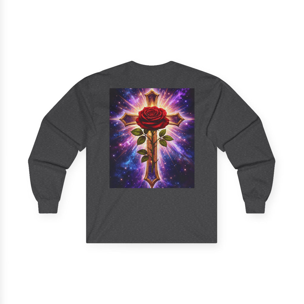 Peace Profound Long Sleeve Tee — Rose & Cross Spiritual Graphic Shirt