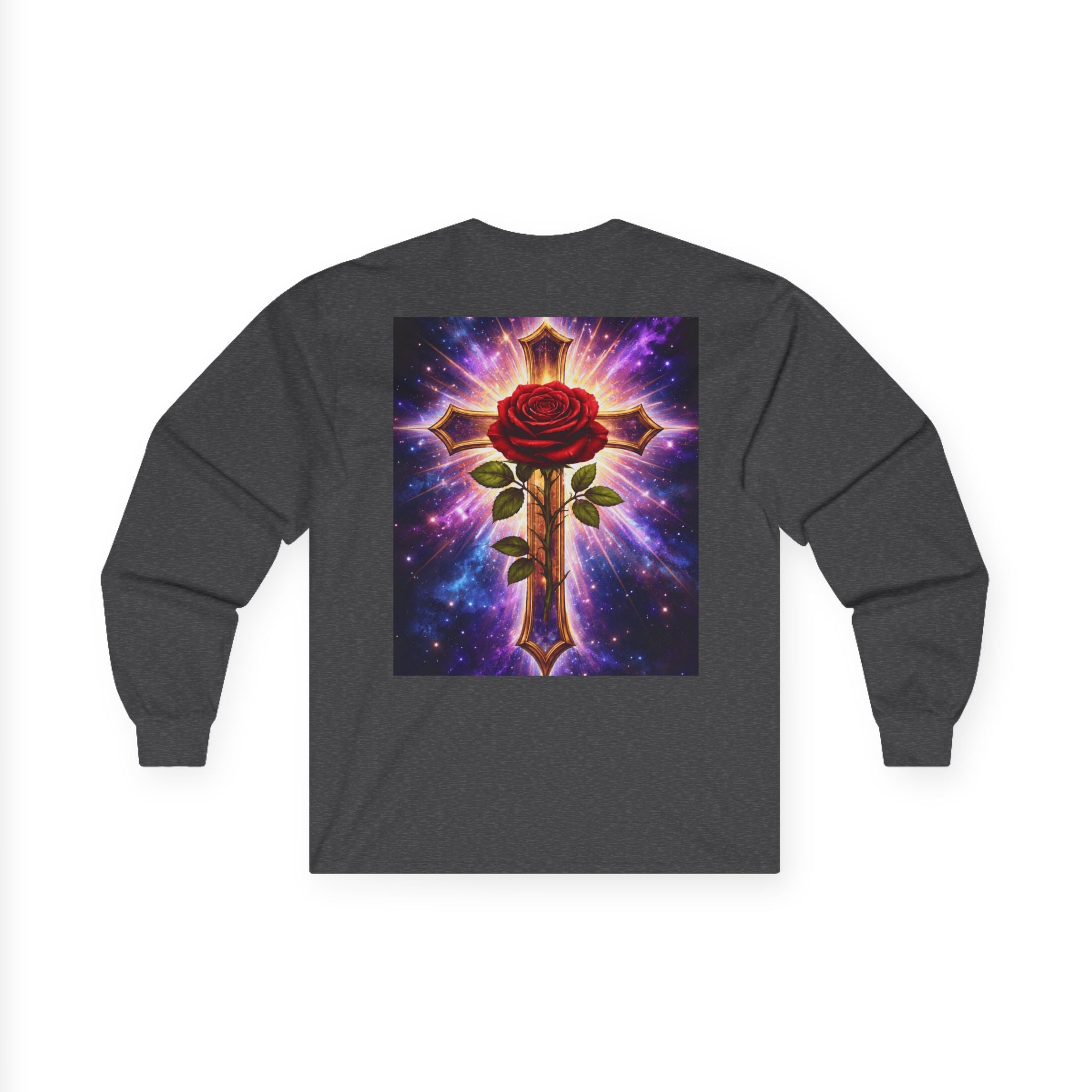 Peace Profound Long Sleeve Tee — Rose & Cross Spiritual Graphic Shirt