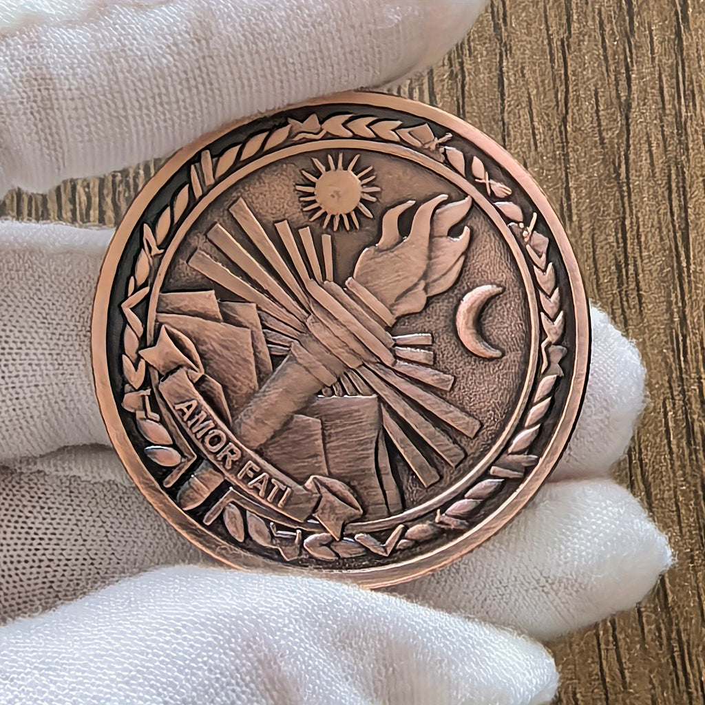 3pcs Amor Fati Resilience Emblem Challenge Coin - Stoic Philosophy-Inspired Metal Token - Motivational Daily Reminder For Stoicism Practitioners And Enthusiasts