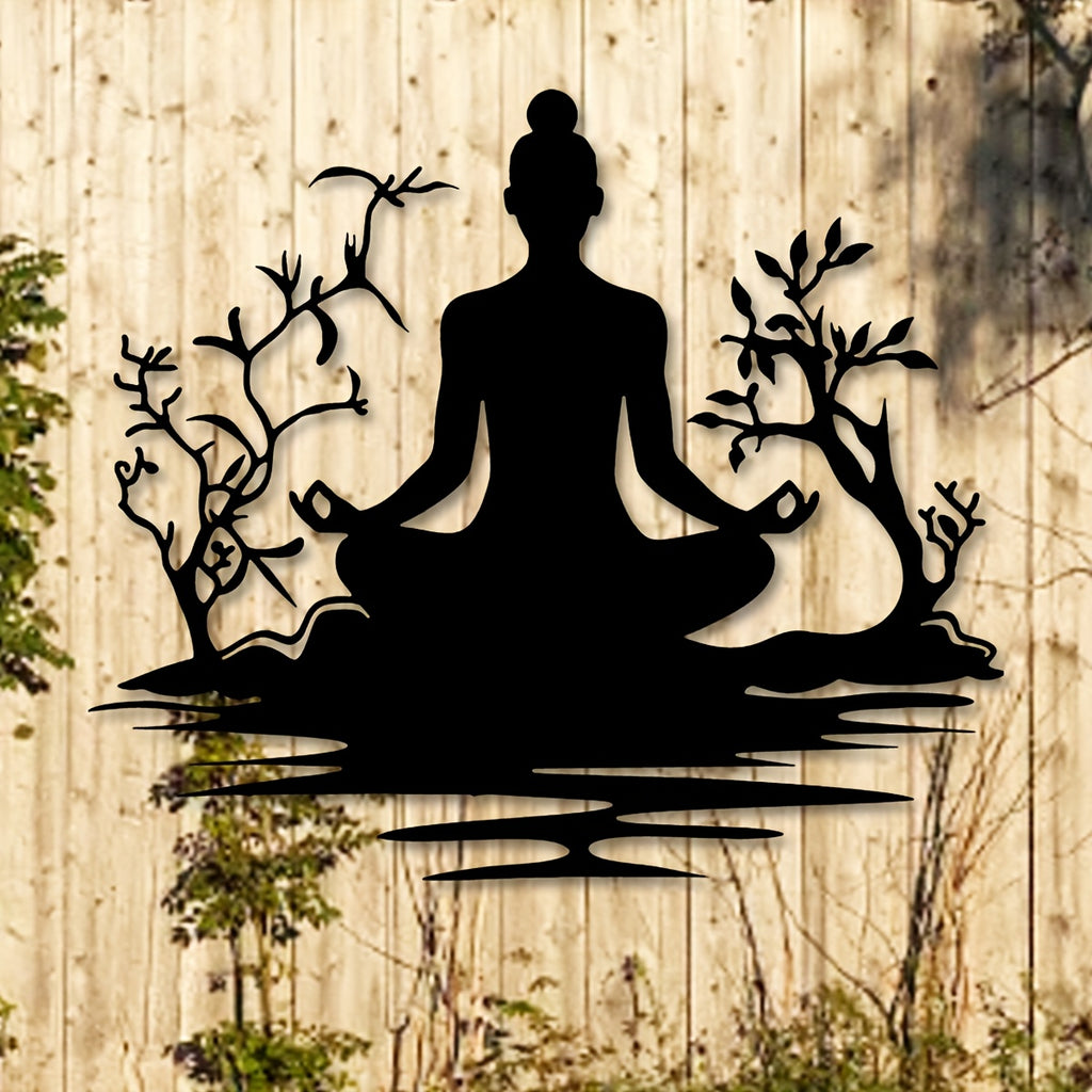 1pc Buddha Statue Metal Wall Art Suitable for Home, Office, Outdoor Zen Meditation Statue - Chakra Wall Decor, Yoga & Meditation Gift, Metal Buddha Art 15.7inx14in