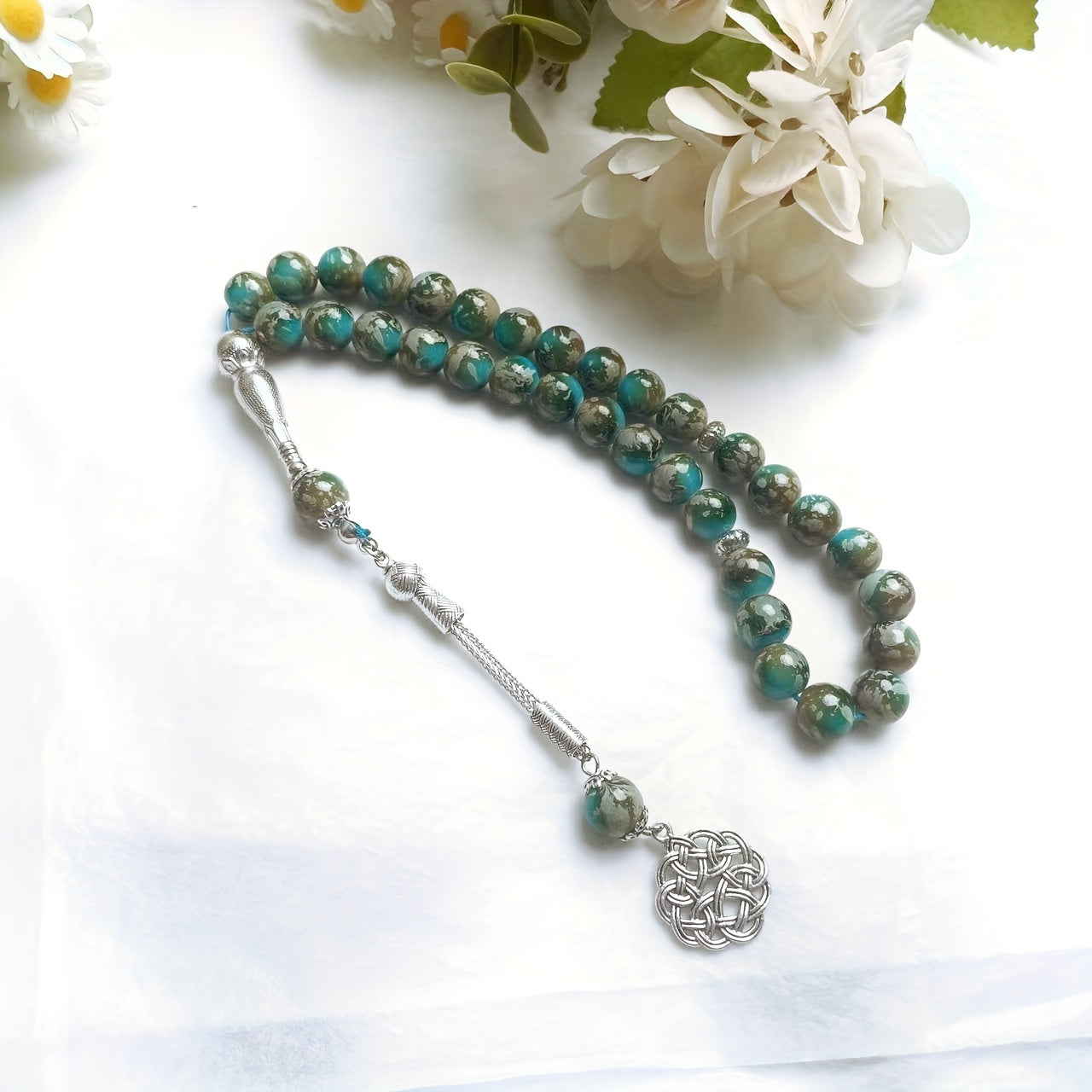 Single Spike Flower Color Round Bead Bracelet Muslim Prayer Tasbih Daily Arabic