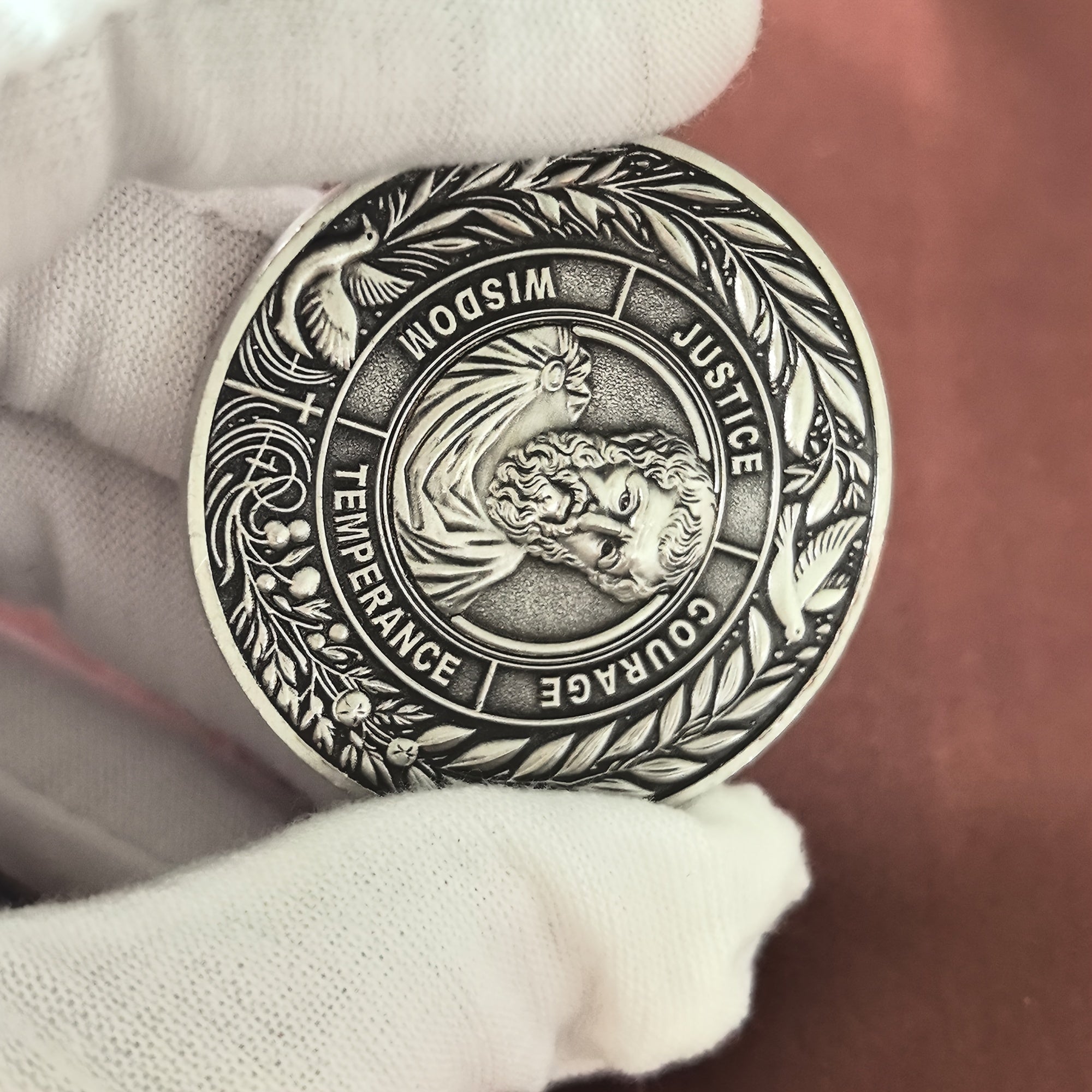 The Four Cardinal Virtues Stoic Coin: Emblem of Christian Ethical Principles - Inspirational Daily Reminder for Stoicism Enthusiasts and Thoughtful Gifts