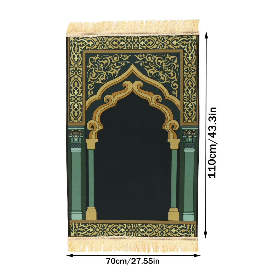1pc Luxury Muslim Prayer Mat, Non-Slip Printed Islamic Kabah, Soft Worship Cushion, Meditation Rug, Pilgrimage Blanket, Islamic Prayer Carpet, Ideal Islamic Gift