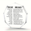1pc, Inspirational You Say God Say Acrylic Plaque - 4''x4'' Bible Verse Christian Encouragement Gift - Perfect Keepsake for Home Office, Best Friend Women, Mom, Boyfriend, Daughter, Bestie, and Loved Ones