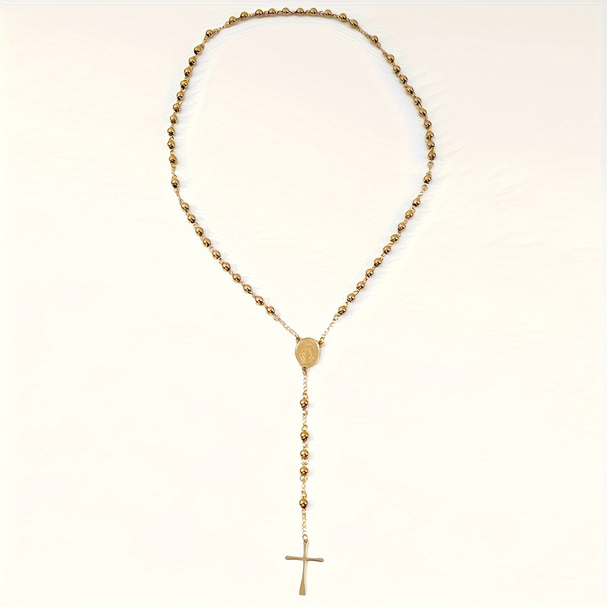 Stainless Steel Virgin Mary Pendant Necklace for Women, Long Beads Chains Fashion Jewelry, Christian Religion
