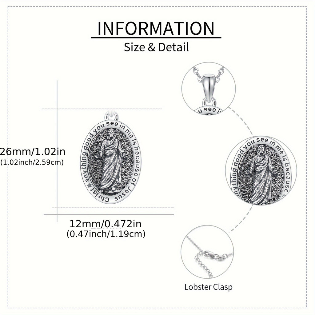 Jesus Necklace 925 Sterling Silver Jesus Chain Religious Pendant Christian Jewelry for Women Men