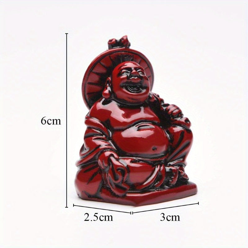 Feng Shui 2in Red Resin Laughing Buddha Statue Figurines Set of 6 BS001