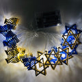 Hanukkah String Lights, LED Nine-Candlestick Menorah with 3m 20-Light Battery-Free Design, Jewish Metal Hanukkah Decor for Room, Bedroom & Living Room, Hanukkah Gift