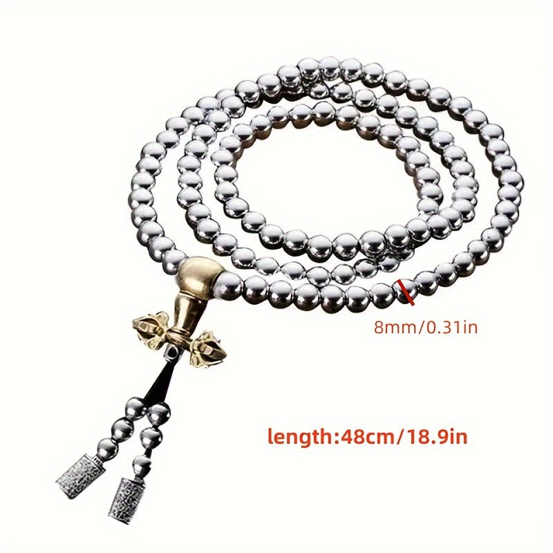 1PC Beads Necklace for Men Cross Necklace Stainless Steel Necklace Chain Waist Chain 108 Buddha Beads Necklace