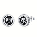 Viking Rune Stud Earrings For Men 925 Sterling Silver Eye Of Horus Stud Earrings