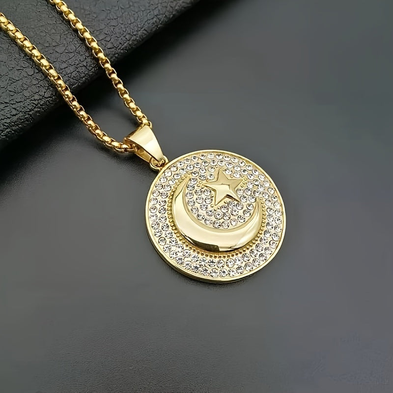 1pc Muslim Crescent and Star Islamic Necklace Amulet Islamic Jewelry Gift for Friends