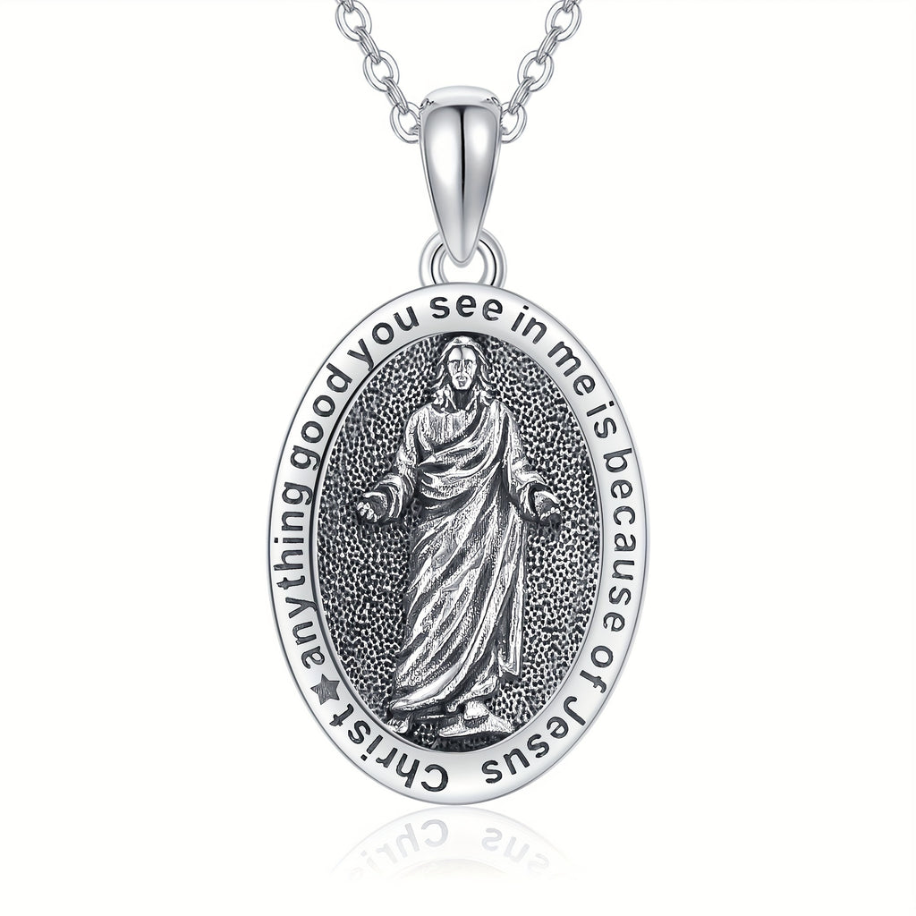 Jesus Necklace 925 Sterling Silver Jesus Chain Religious Pendant Christian Jewelry for Women Men