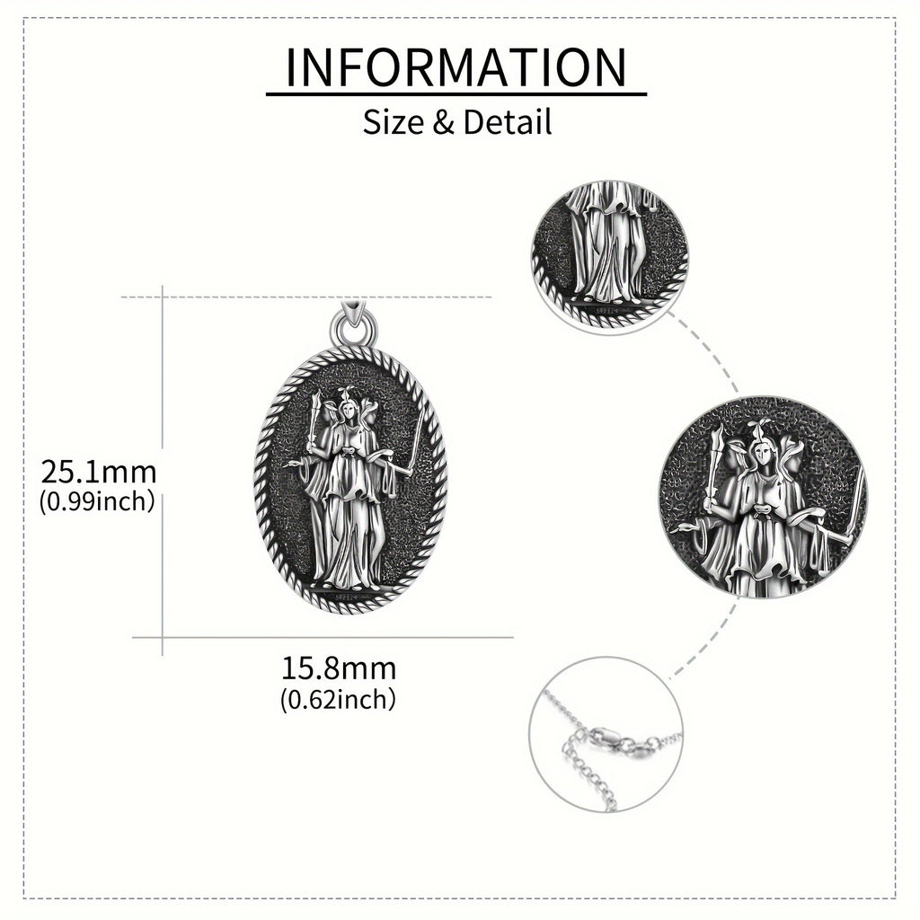 Hecate Necklace 925 Sterling Silver Triple Moon Goddess Pendant Wiccan Jewelry Gifts