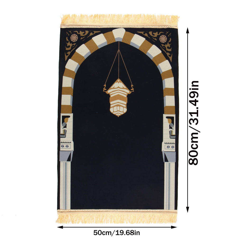1pc Luxury Muslim Prayer Mat, Non-Slip Printed Islamic Kabah, Soft Worship Cushion, Meditation Rug, Pilgrimage Blanket, Islamic Prayer Carpet, Ideal Islamic Gift