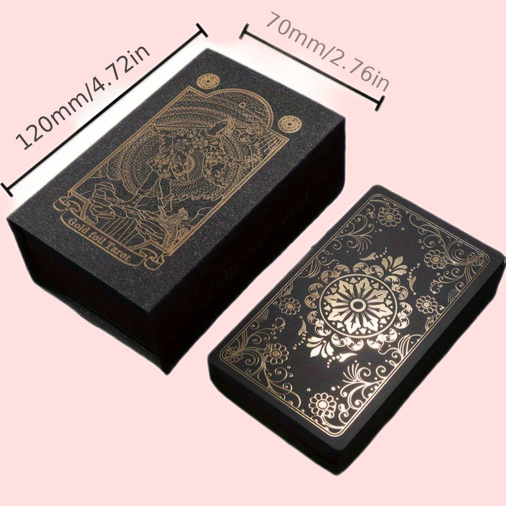 78 Black Golden Colorful Golden Foil Tarot Cards Stamping Plastic PVC Waterproof Tarot Board Games Black Cool Stamping