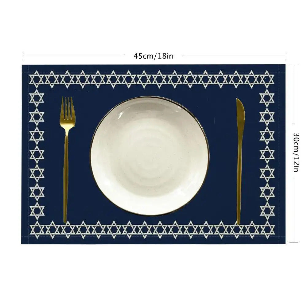 4pcs/6pcs Star of David Jewish Passover Table Mat Linen Indoor and Outdoor Table Mat Suitable for Birthday Party, Christmas Restaurant and Buffet Home Decoration Size 11.81*17.72inch, Buffet Tableware, Home Celebration, Elega