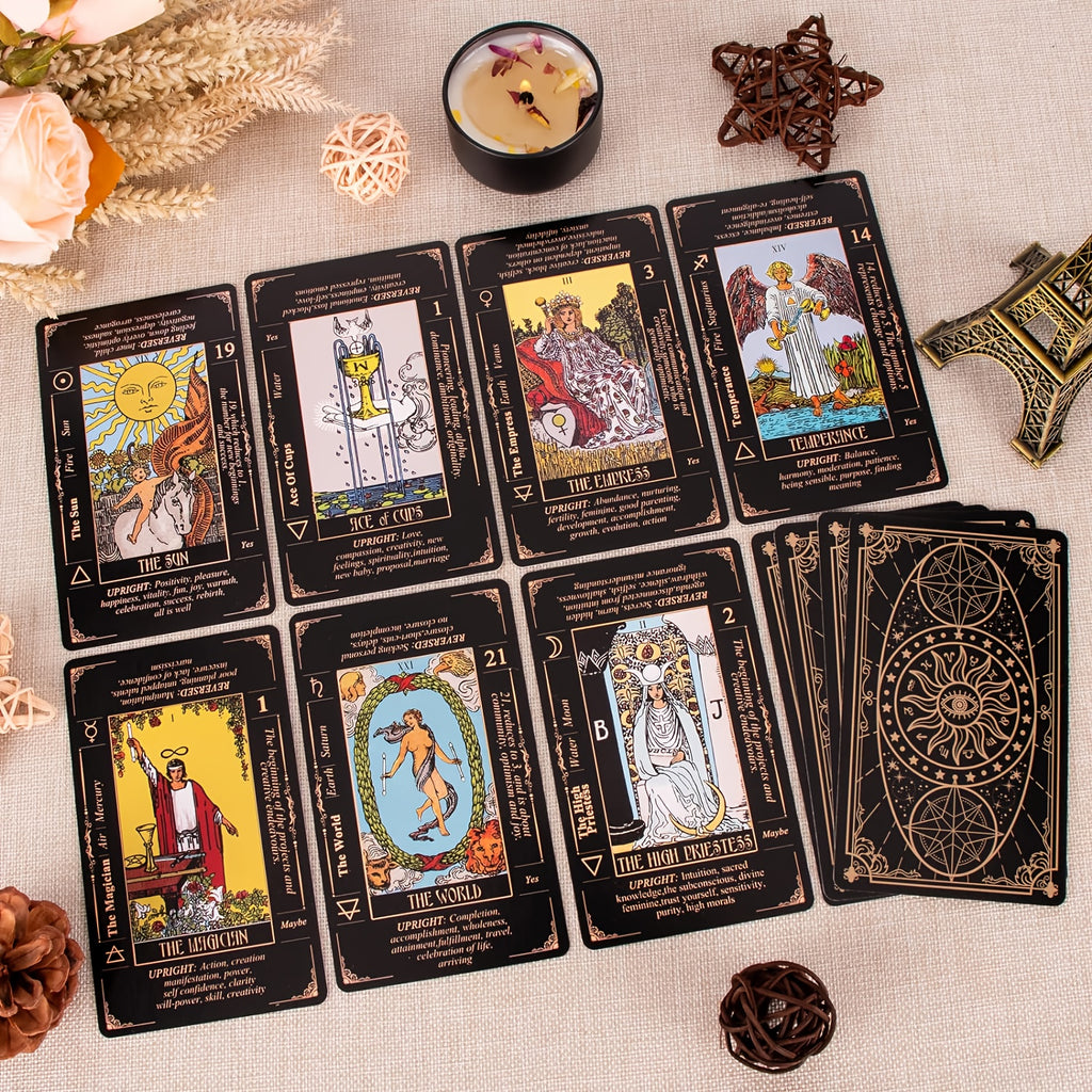 Beginner's Tarot Card Set with Guidebook & Storage Bag - Durable, Classic Cards for Insight and Divination