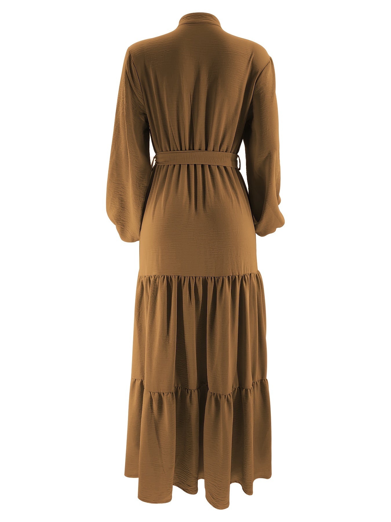 Elegant Light Green Maxi Dress for Muslim Women - Casual Solid Color with Ruffle Hem & Button Detail, Polyester Blend, Machine Washable - Hijab Not Included