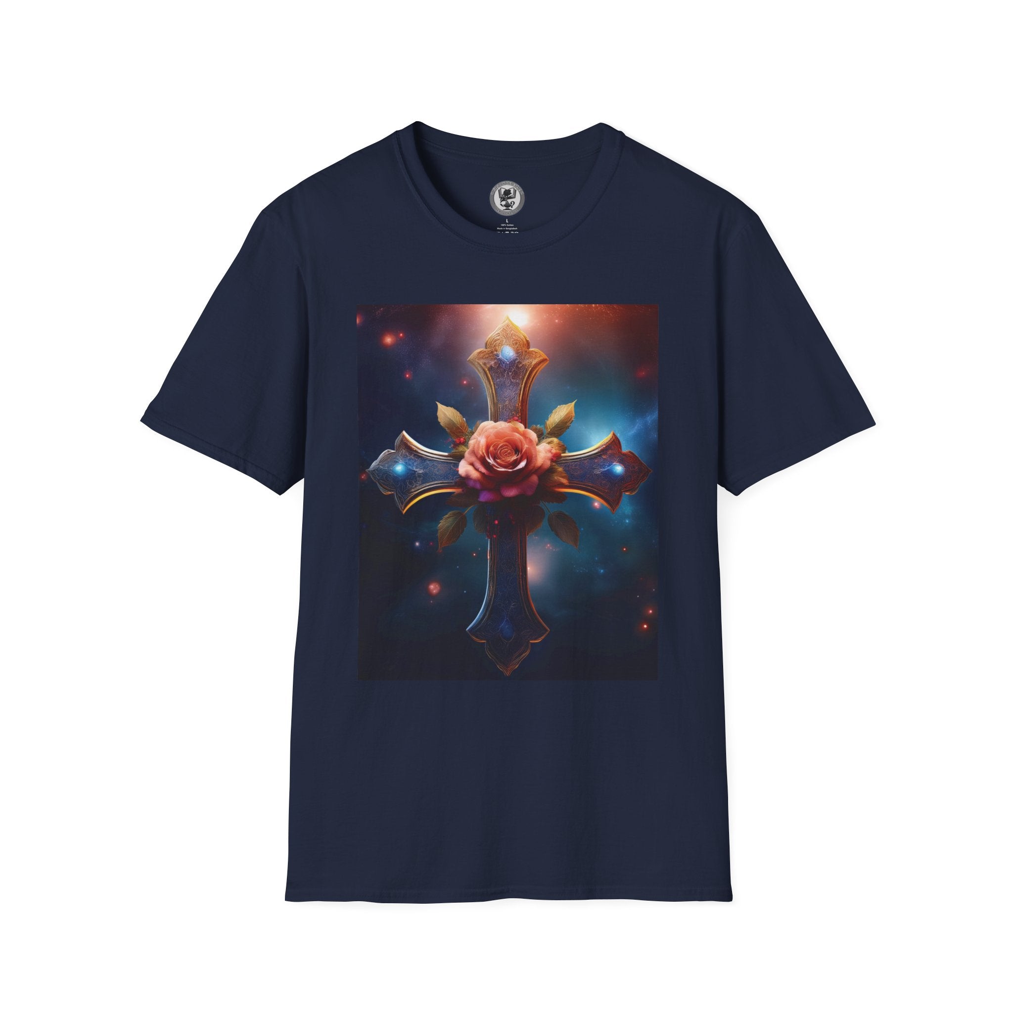 Mystic Rose and Cross Unisex Softstyle T-Shirt