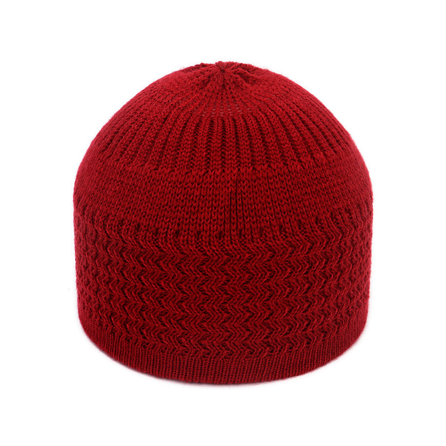 European And American Spring And Autumn Knitted Skull Cap, Unisex Wavy Jacquard Unisex Dome Warm Beanie Cap, Muslim Pullover Knitted Hat, Ideal Choice For Gifts
