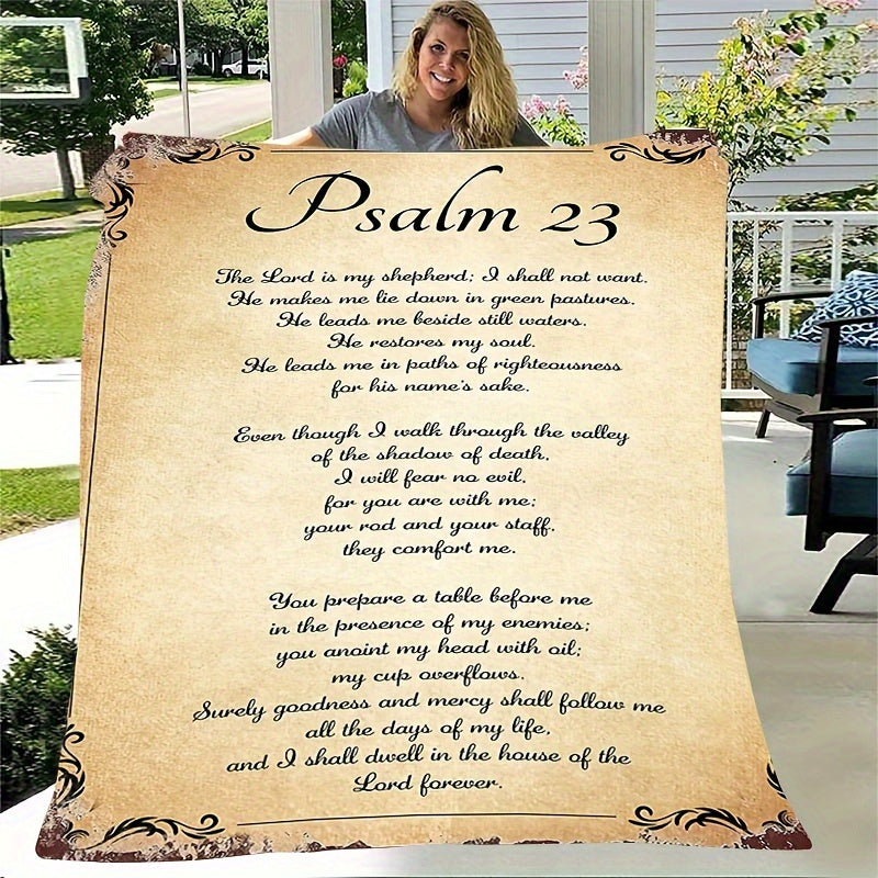 Psalm 23 Inspirational Flannel Throw Blanket - Soft, Warm & Versatile for All Seasons - Perfect Christian Gift for Office, Camping & Travel