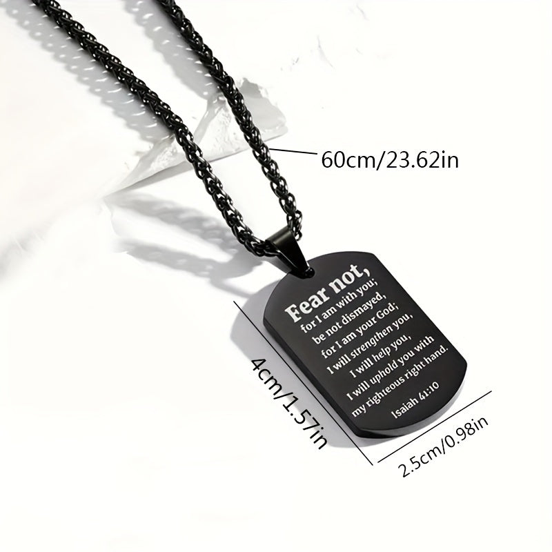 Funky Christian Dog Tag Necklace - Uncoated Stainless Steel with Laser Engraved Bible Verses - Suitable for Everyday Wear