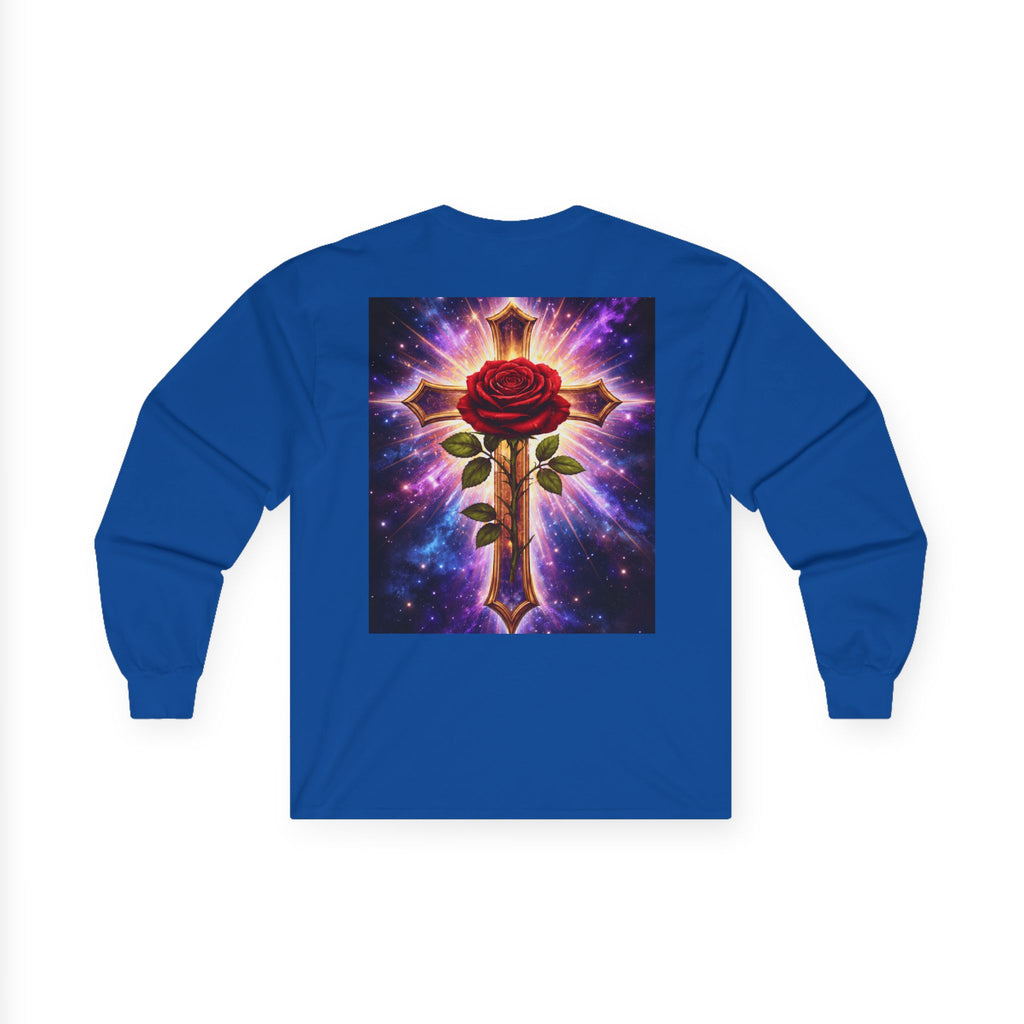 Peace Profound Long Sleeve Tee — Rose & Cross Spiritual Graphic Shirt
