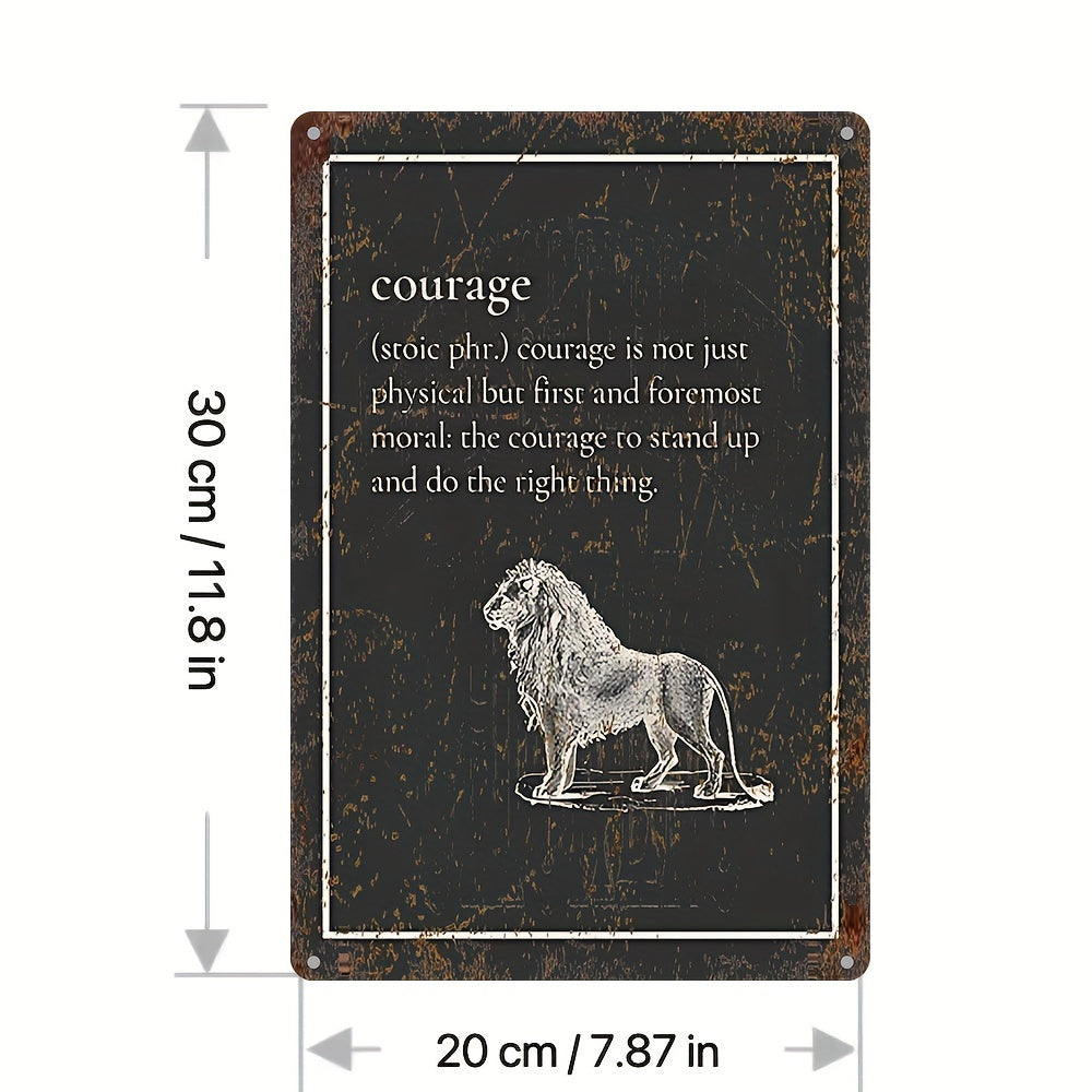 Stoic Philosophy Waterproof Aluminum Wall Art - UV Printed Courage Lion Plaque - Indoor/Outdoor Inspirational Decor 7.87x11.81inch