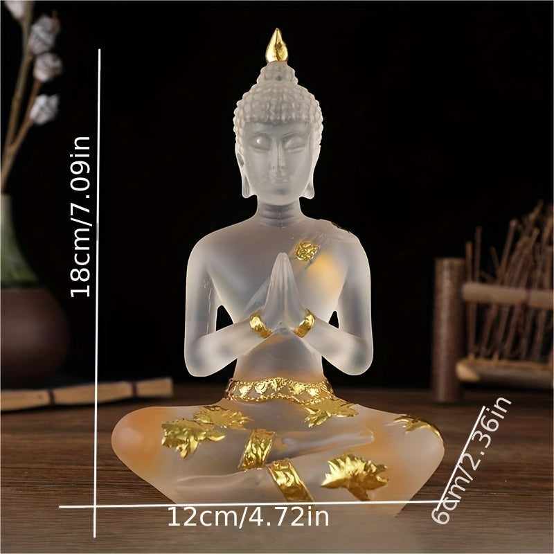 Elegant 7-Inch Resin Buddha Statue - Meditative Seated Pose with Golden Leaf Accents, Zen Style Home & Office Decor, Versatile Indoor/Outdoor Use, No Power Needed