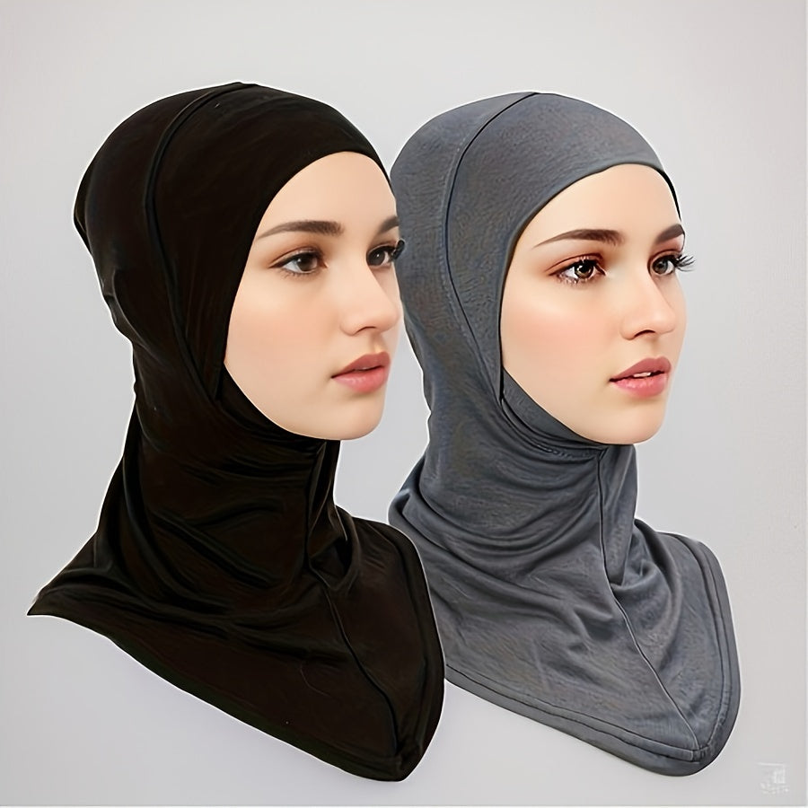 2pcs New Turban Cap Hijab Cap Ramadan Hat Hijab Thin Breathable Elastic Pullover Caps Elegant Style Muslim Head Wrap Gifts For Eid