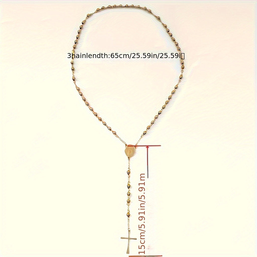 Stainless Steel Virgin Mary Pendant Necklace for Women, Long Beads Chains Fashion Jewelry, Christian Religion